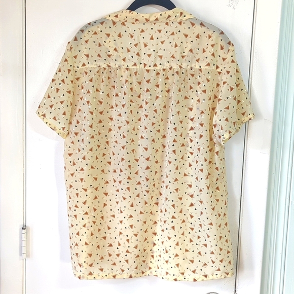 EUC Retro Sheer Button Down - Fun Shapes 80s 90s - Picture 3 of 5
